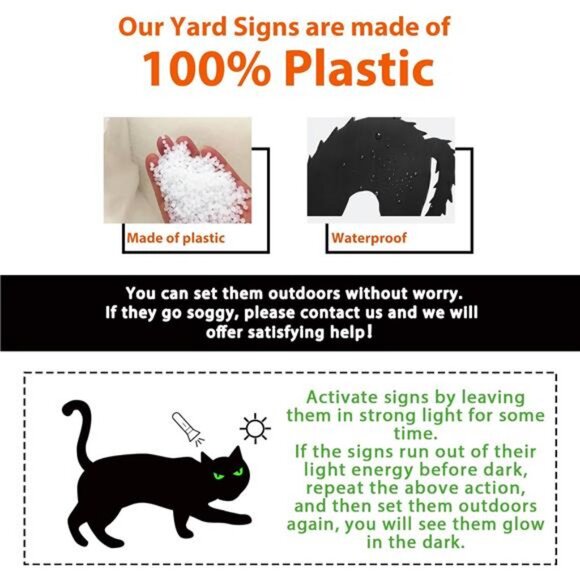 Halloween Decorations, 6ct Black Cat Decor Signs with Stakes, Scary Silhouette - Picture 3 of 8